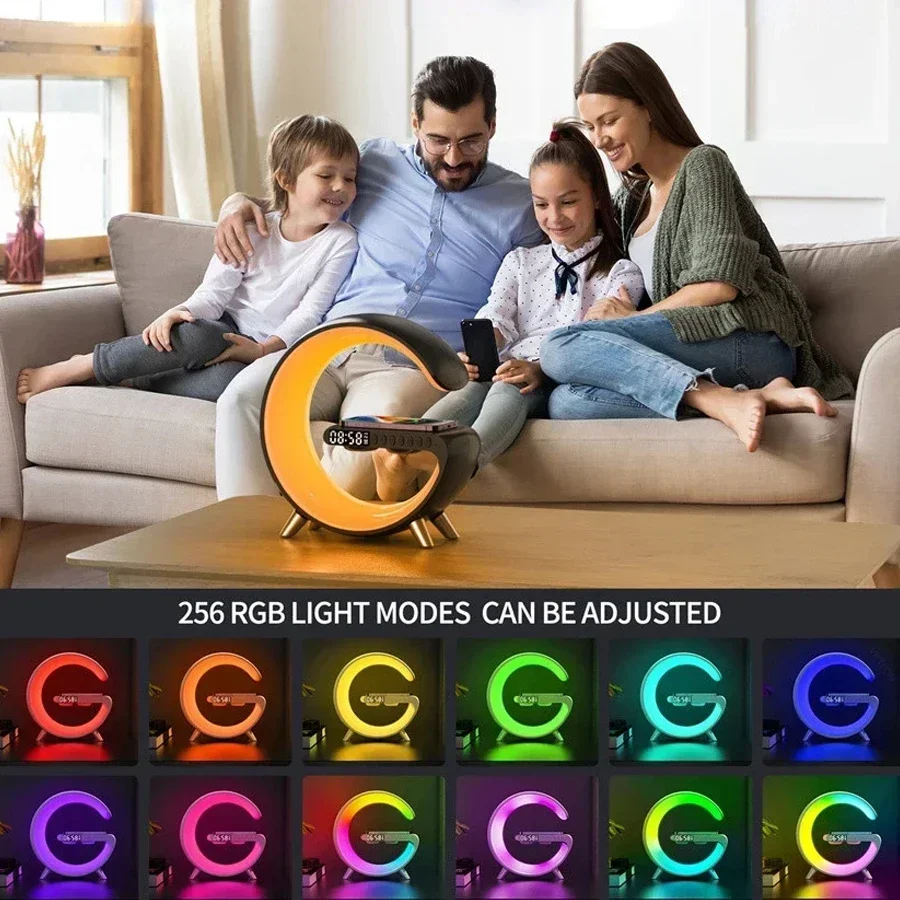 Wireless Charger Stand with Alarm Clock, Bluetooth Speaker & RGB Night Light - Image 4