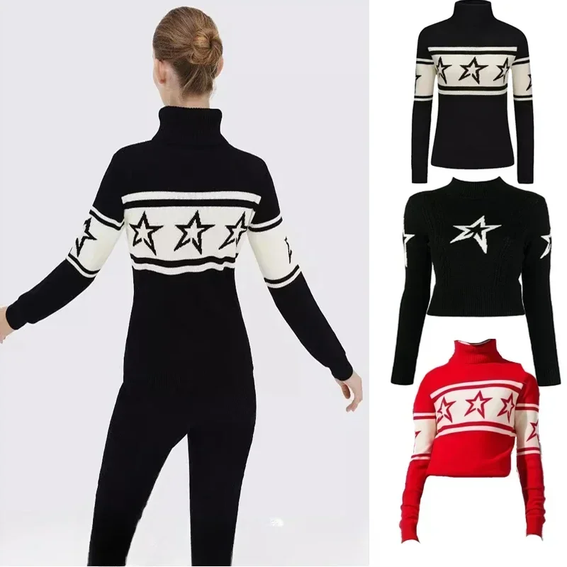 

Turtleneck Knitted Sweater Women Star Print Fashion New Casual Style Slim Versatile Soft Warm Couple Model Clothing