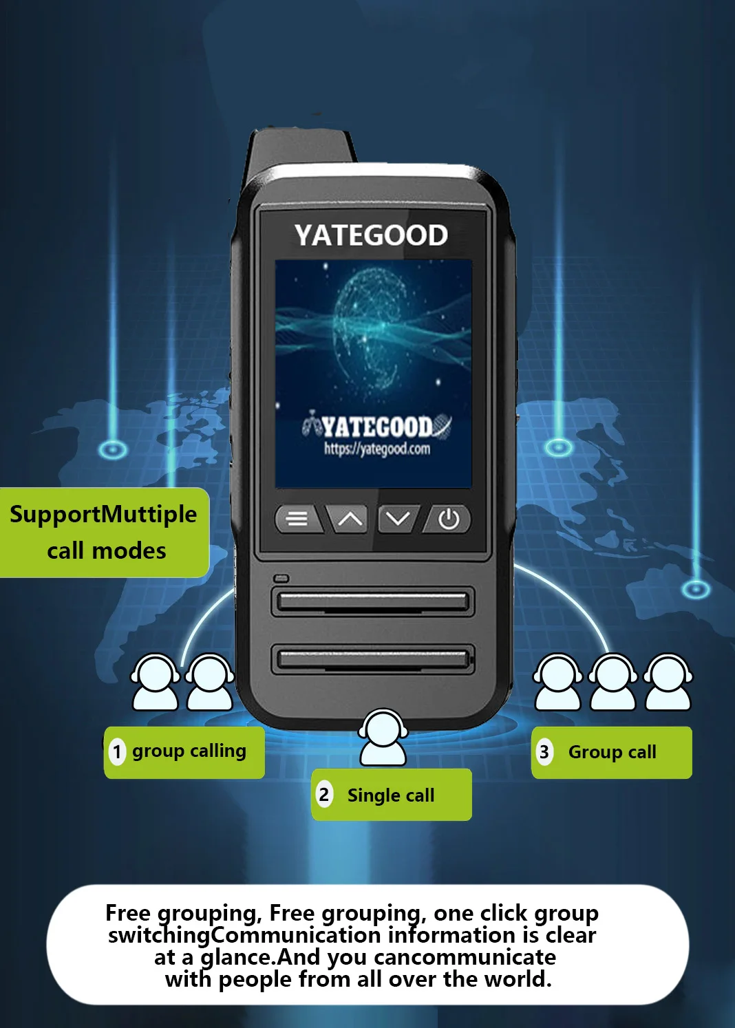 YATEGOOD G33 مقاوم للماء POC جهاز اتصال لاسلكي لا يوجد حد مسافة اتصال داخلي طويل الاستعداد محمول أكثر من 5000 كجم 4G 5G