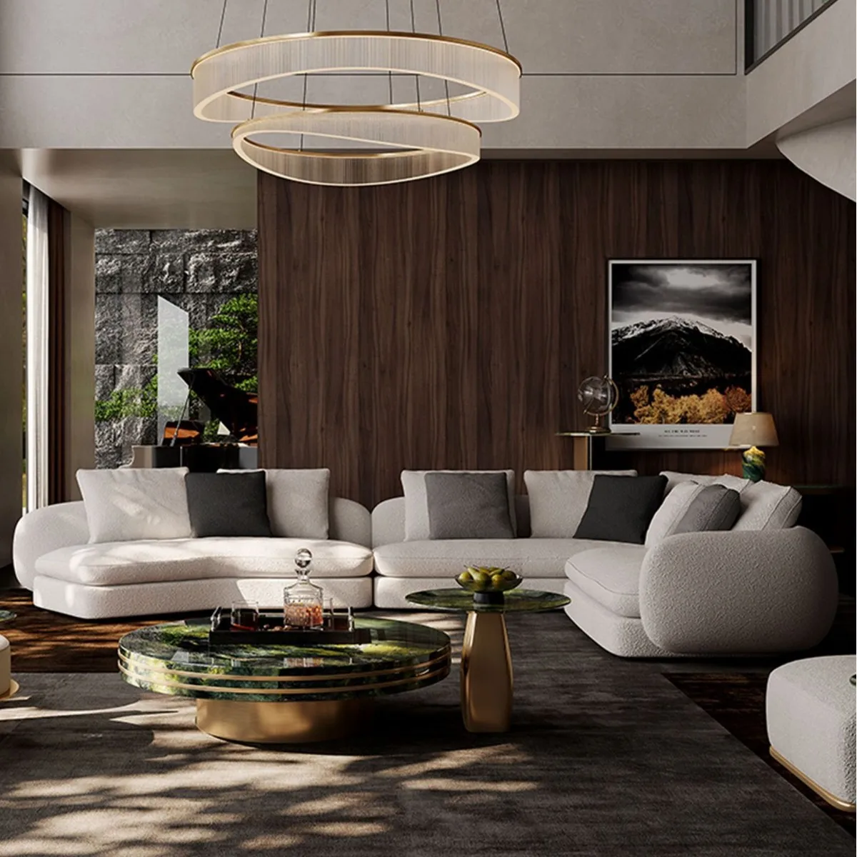#Saint-Germain Single Wood Sofa | Large-Space Fabric Living Room Villa Corner Straight-Row | Haute Couture Reproduction