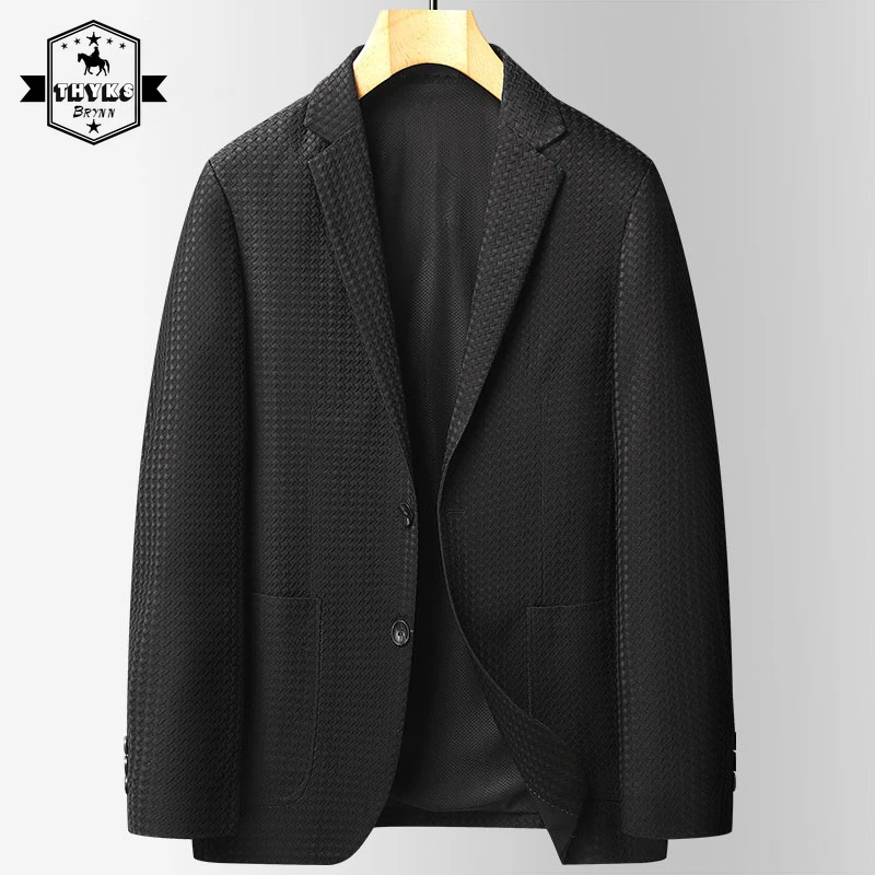 

Blazers Male Suit Loose Business Black Casual Jacket Luxury Party Plaid Coats Spring Autumn Gray Elegant Outfits Fashion 2022