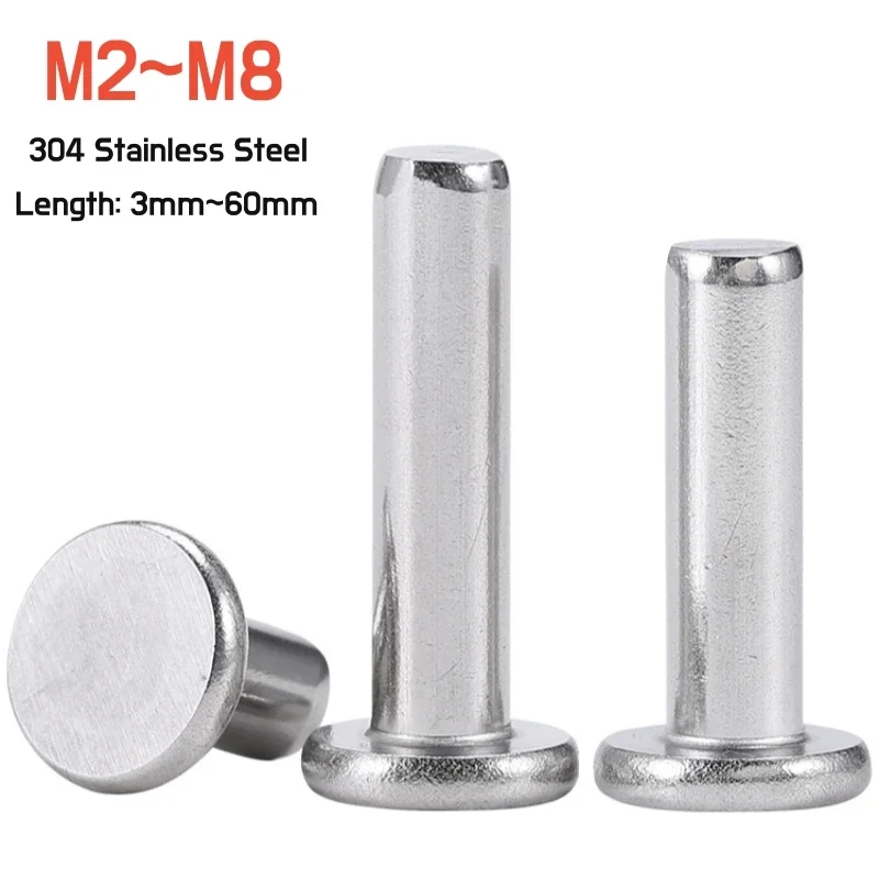 M2 M2.5 M3 M4 M5 M6 M8 Rivets Round Flat Head Solid Percussion Rivet 304 Stainless Steel Self Plugging Knock-on Flat Head Rivet