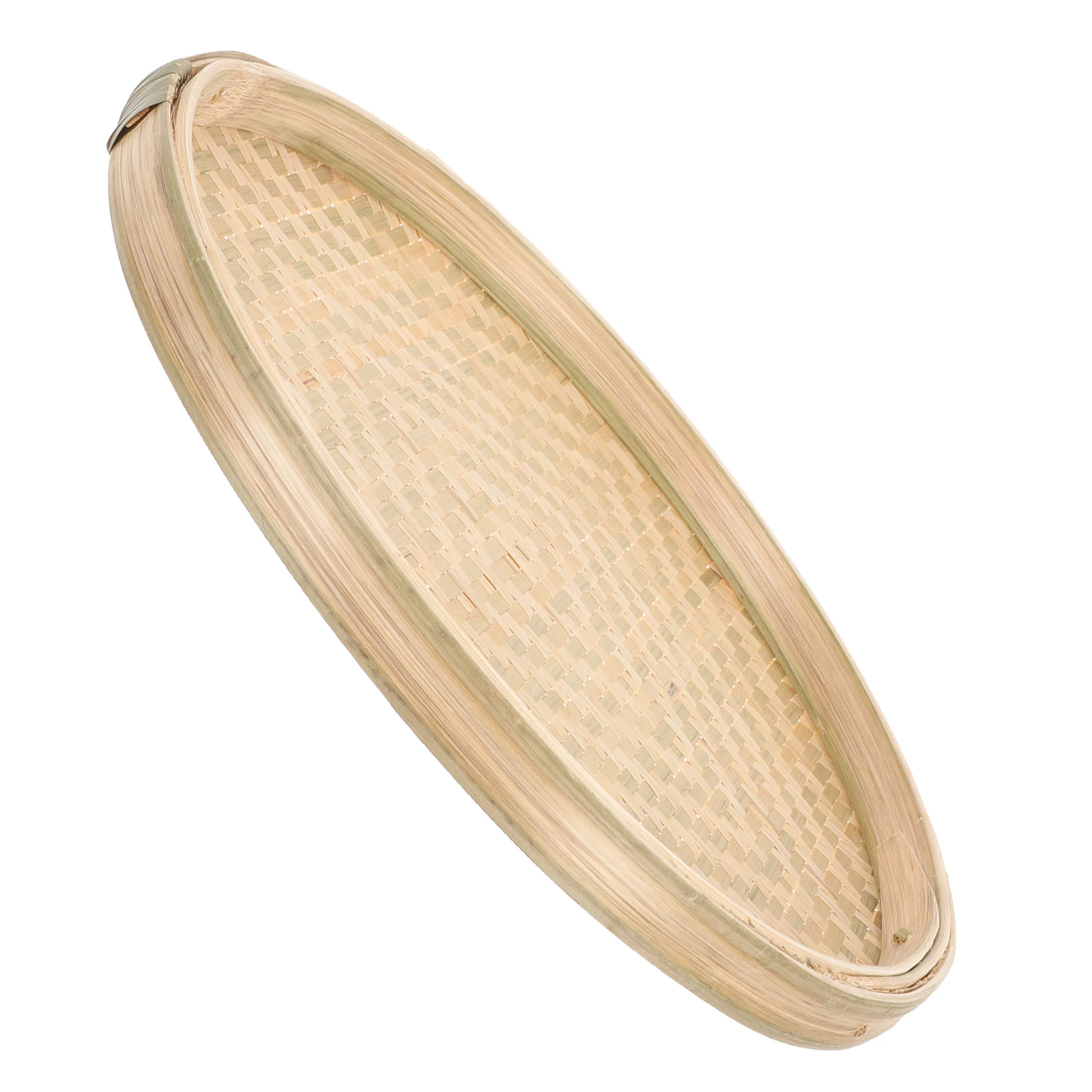 

Bamboo Woven Basket Tray Round Trays for Eating Food Storage Drying Net Hanging Fruit Lightweight Portable Picnic Camping Home