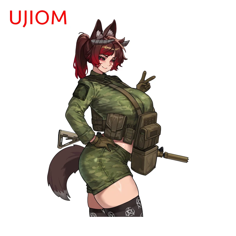 UJIOM Furry Horse Girl Wall Stickers Lovely Anime Surfboard Bathroom Organizer Decal Scratch Proof Graphics Decoration Chambre