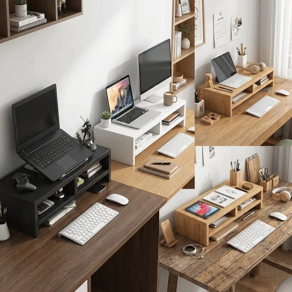 

Подставка для монитора с выдвижным ящиком: прочная конструкция, устойчивая опора, органайзер для стола, простой дизайн, функции хранения