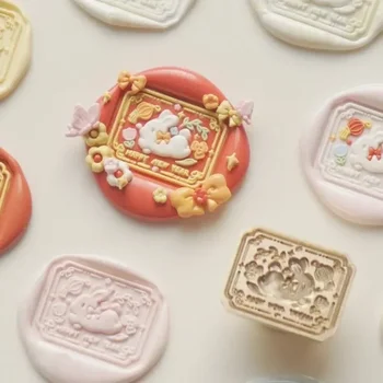 Fire seal seal head multi-level fine carving handmade Diy cute embossed brass head stamp toy envelope invitation seal