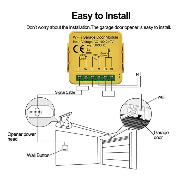 A96T Tuya Garage Door Opener Controller Module Remote Control Switch Smart Life App Work With Alexa Home Assistant