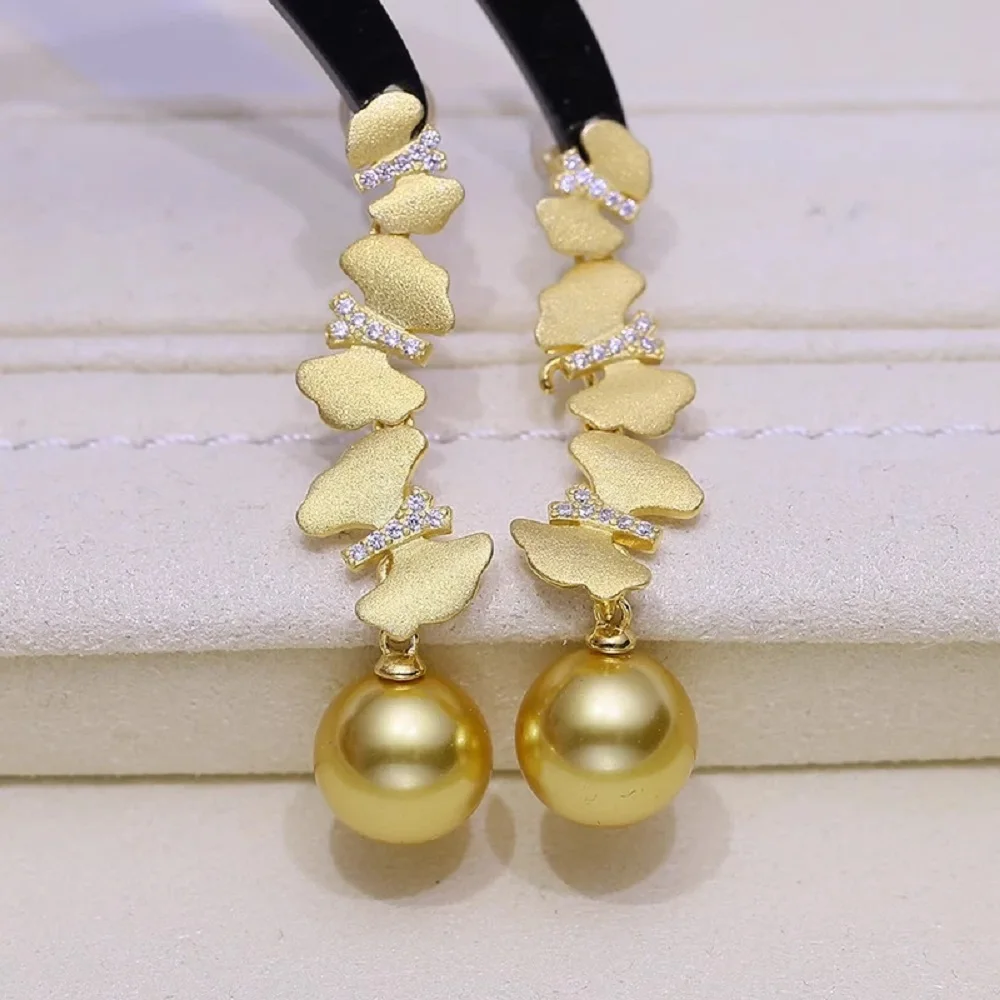 

Elegant long pearl earrings, natural South Sea pearl AAAA9-10mm 10-11mm earrings, 925s