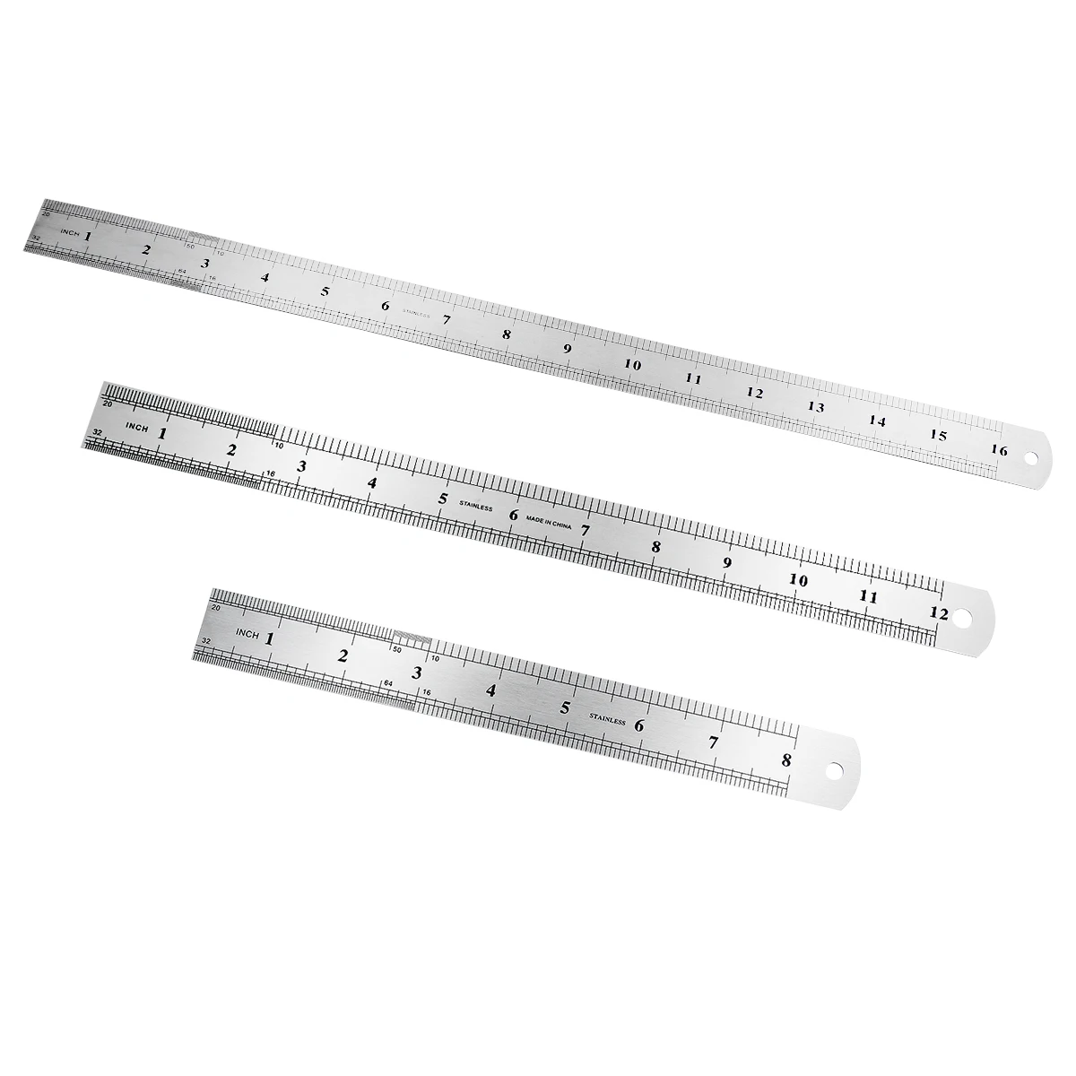 3pcs Stainless Steel Ruler Precision Graduated Scale Double Sided Metal Straight Office Use Wear Resistant
