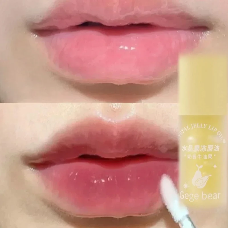 Crystal Jelly Lip Oil Hydrating Plumping Lip Coat สําหรับลิปสติก Lip GLOSS Tinted CLEAR Lip Plumper Serum Lip Care ผลไม้ Lip Balm