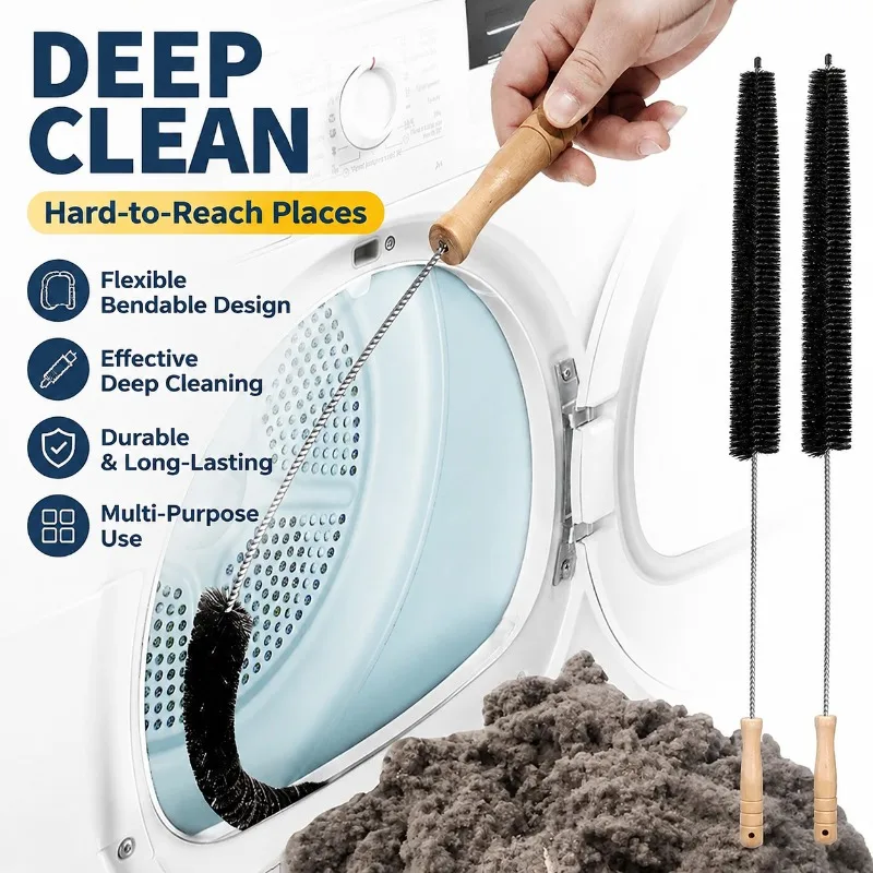 Flexible Long‑handle Vent Duct Cleaning Brush for Washer & Dryer Vents, Multi‑purpose Pipe‑unclogging Scrubber, Dead‑corner
