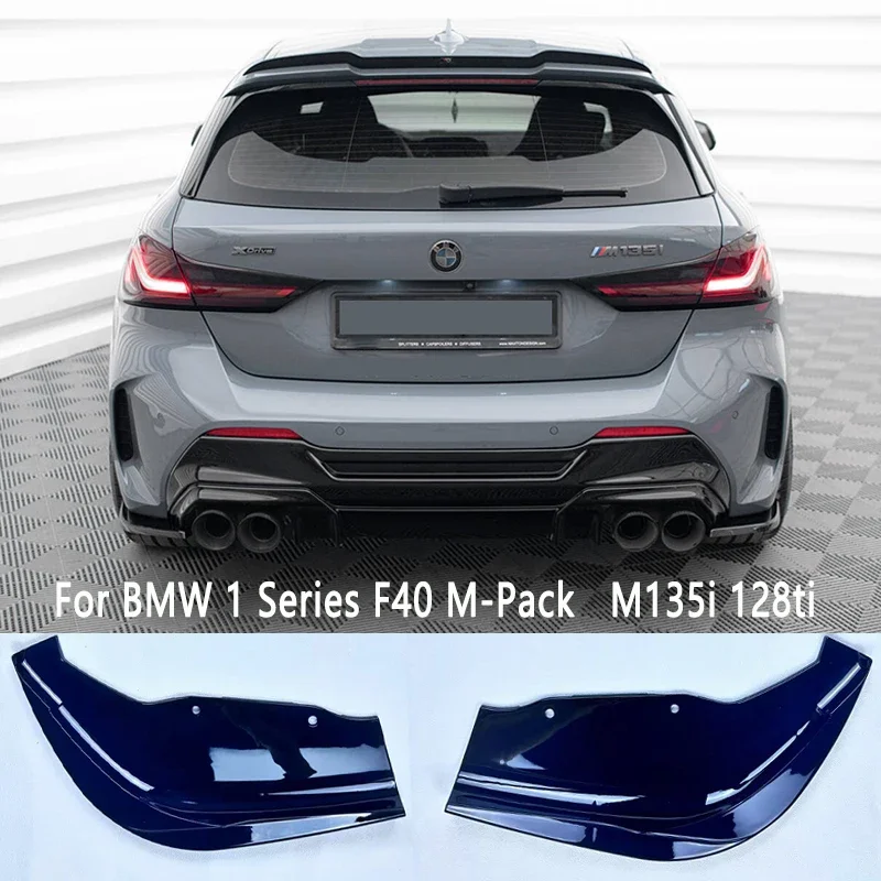 For BMW 1 M-Pack / M135i F40 2019-2024 Rear Side Splitters 2pcs Gloss Black Car Rear Bumper Side Spoiler Splitter Diffuser Trim