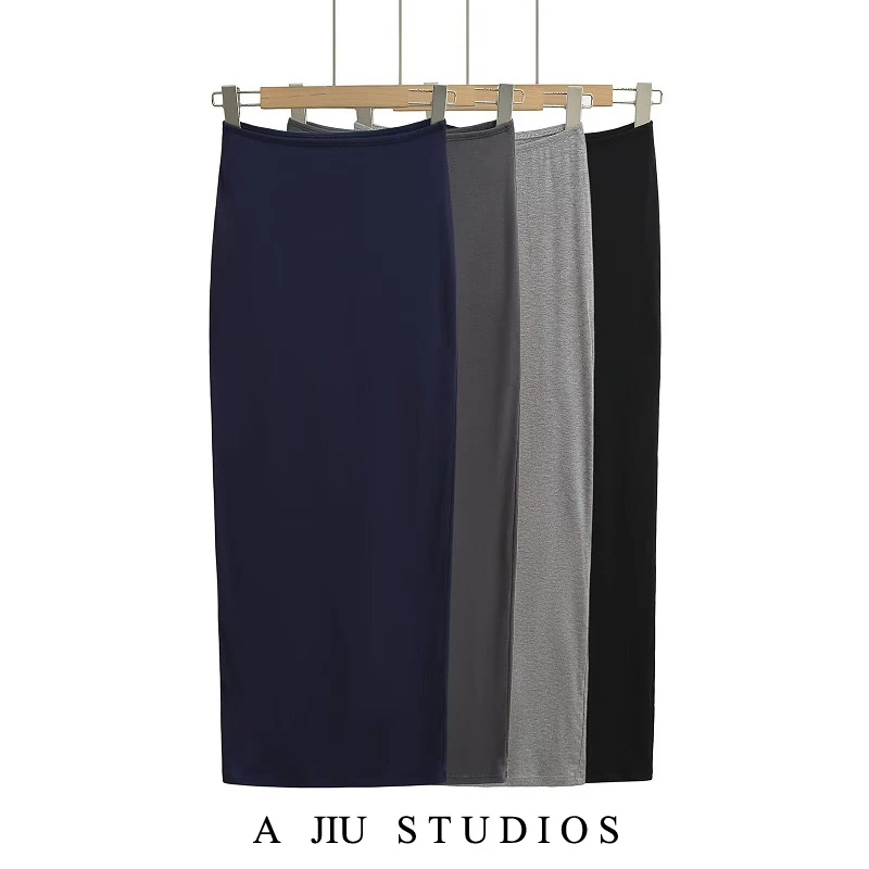 

Slim Fit Long Wrap around Dr Street Sle Low Waist H pe Casual Wear for Ladies And Girls Elastic Bodycon Skirt