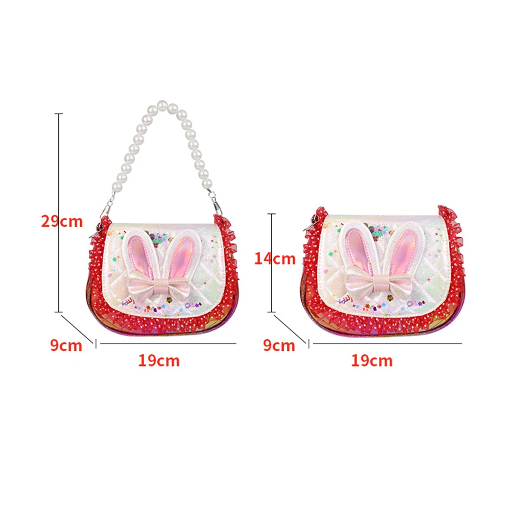 Cute Kid Bag Fashion Children\'s Mini Bag Crossbody Arm Pearl Portable Sequin Rabbit Ears Girl Handbag