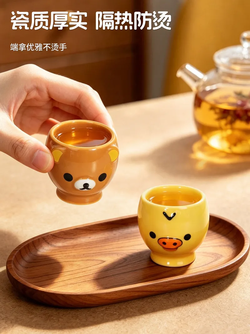 Genuine MTUTU Rilakkuma Ceramic Drinkware Set Cute Mini 90ml Shot Cup Household Small Teacup Gift For Girlfriend Best Friend