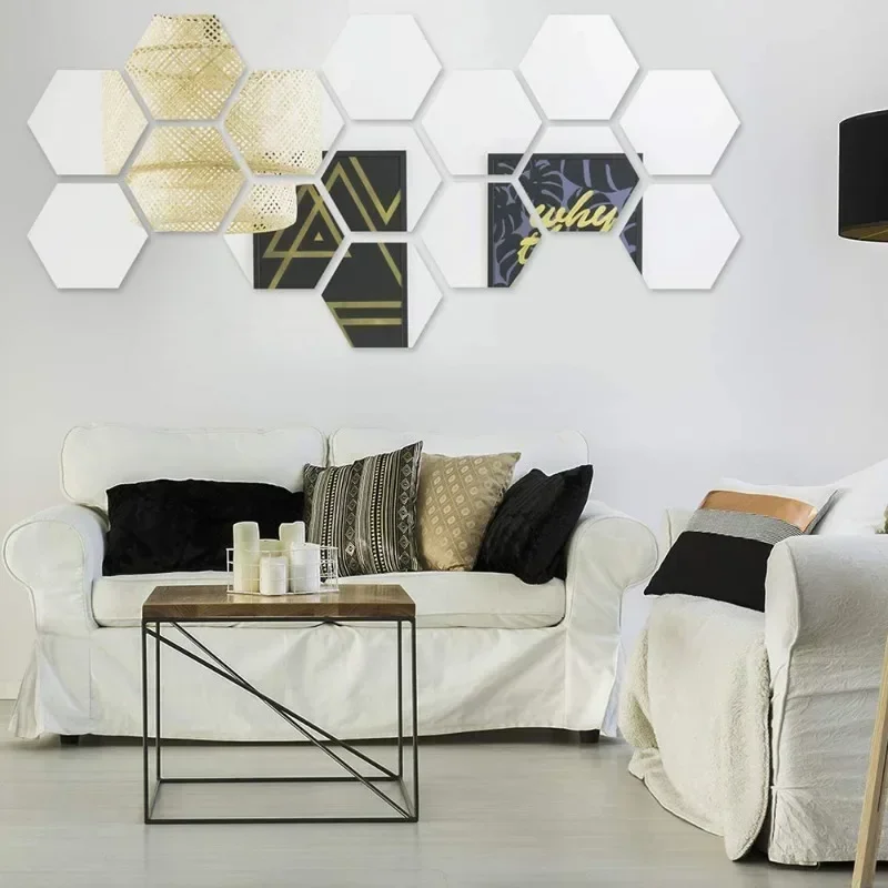 

Hexagon Acrylic Mirror Wall Stickers Decorative Tiles Self Adhesive Aesthetic Room Home Korean Decor Shower Makeup Panel