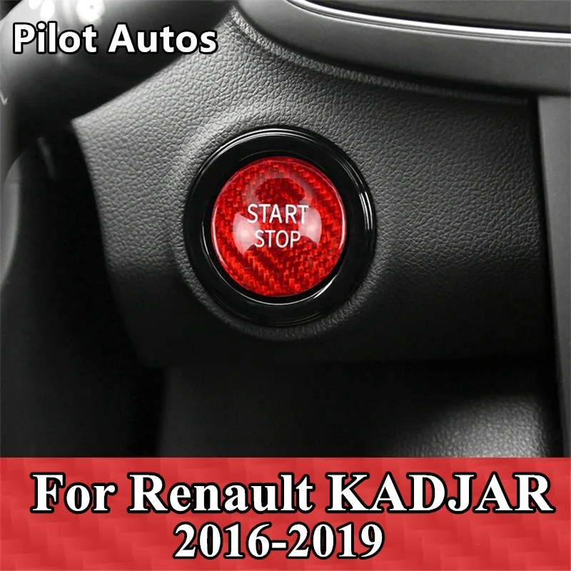 For Renault KADJAR Car Engine Start Stop Button Cover Genuine Carbon Fiber Sticker 2016 2017 2018 2019