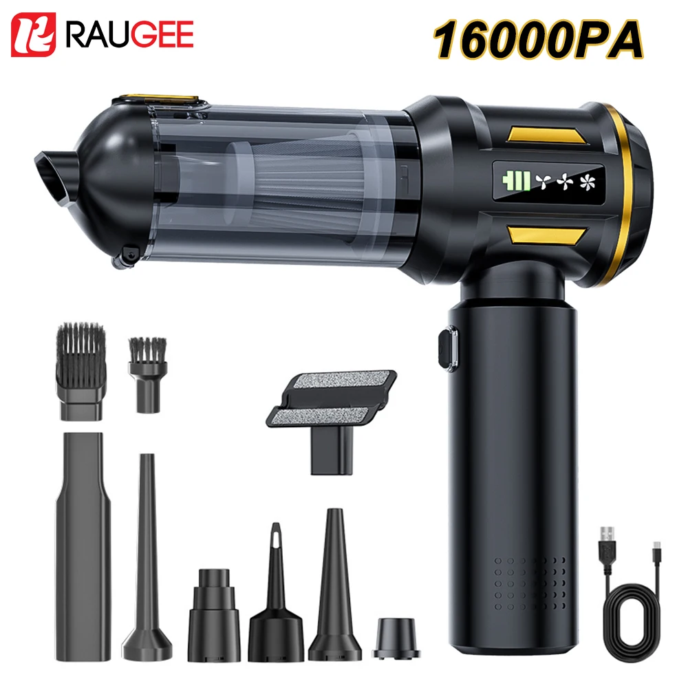 Car Vacuum Cleaner Built-in LED Lamp 16000PA Wireless Portable Multifunctional Handheld Vacuum Cleaner for Household Auto Use