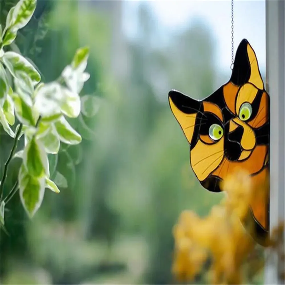 1PC Pet Cartoon Freeform Sticker Interior Window Side Decoration Shines Light And Reflects Reflection