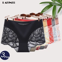 Ensemble de culottes en dentelle sans couture pour femmes, sous-vêtements féminins, culottes taille basse, culottes douces pour dames, bragas sexy, 3 pièces par lot