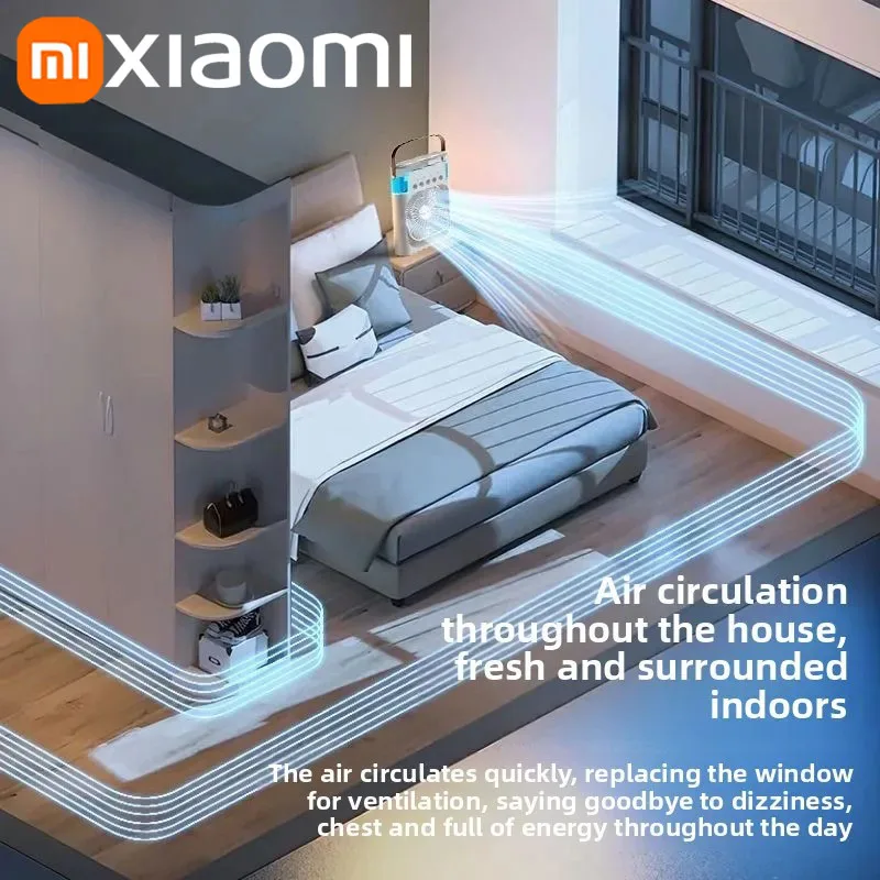 مروحة مكيفات هواء محمولة 3 في 1 من Xiaomi مع ضوء ليلي LED مبرد هواء منزلي صغير لمروحة قابلة للتعديل للمكتب والمنزل