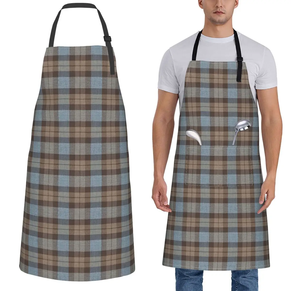 

Tartan Aprons Chef Cooking Cuisine Tablier Waterproof Bib Kitchen Cleaning Pinafore for Women Men Painting