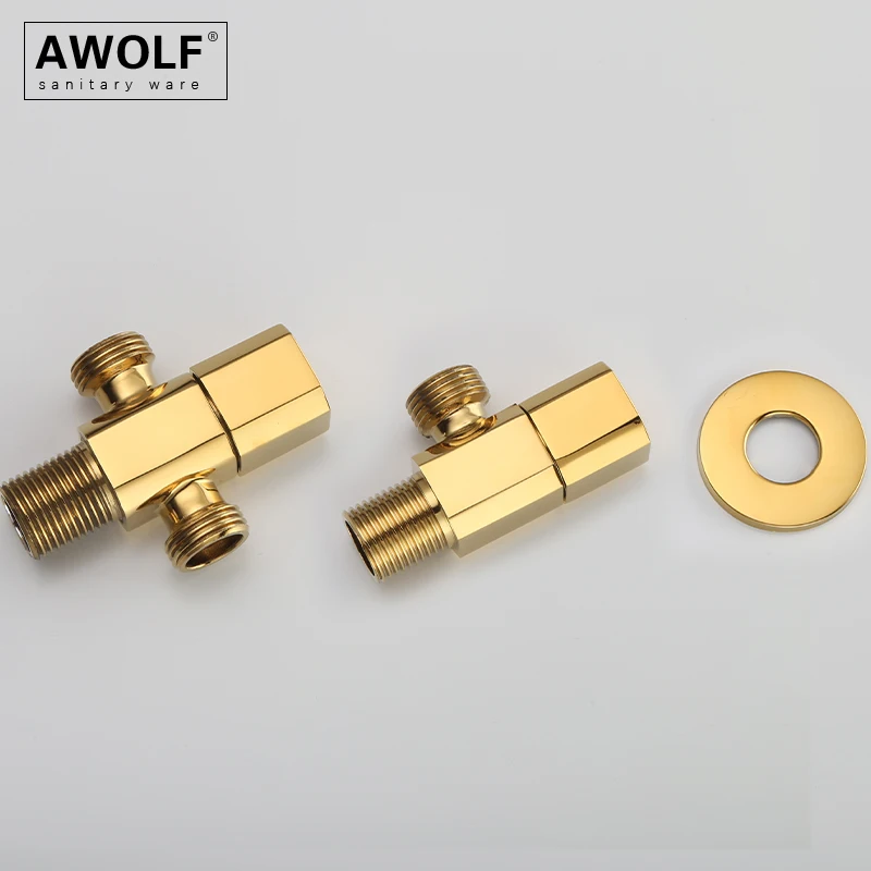 Awolf Titanium Gold Hygienic Shower Solid Brass Toilet Bidet Sprayer Set Square Shattaf Shower Head & Anal Shower System AP2108