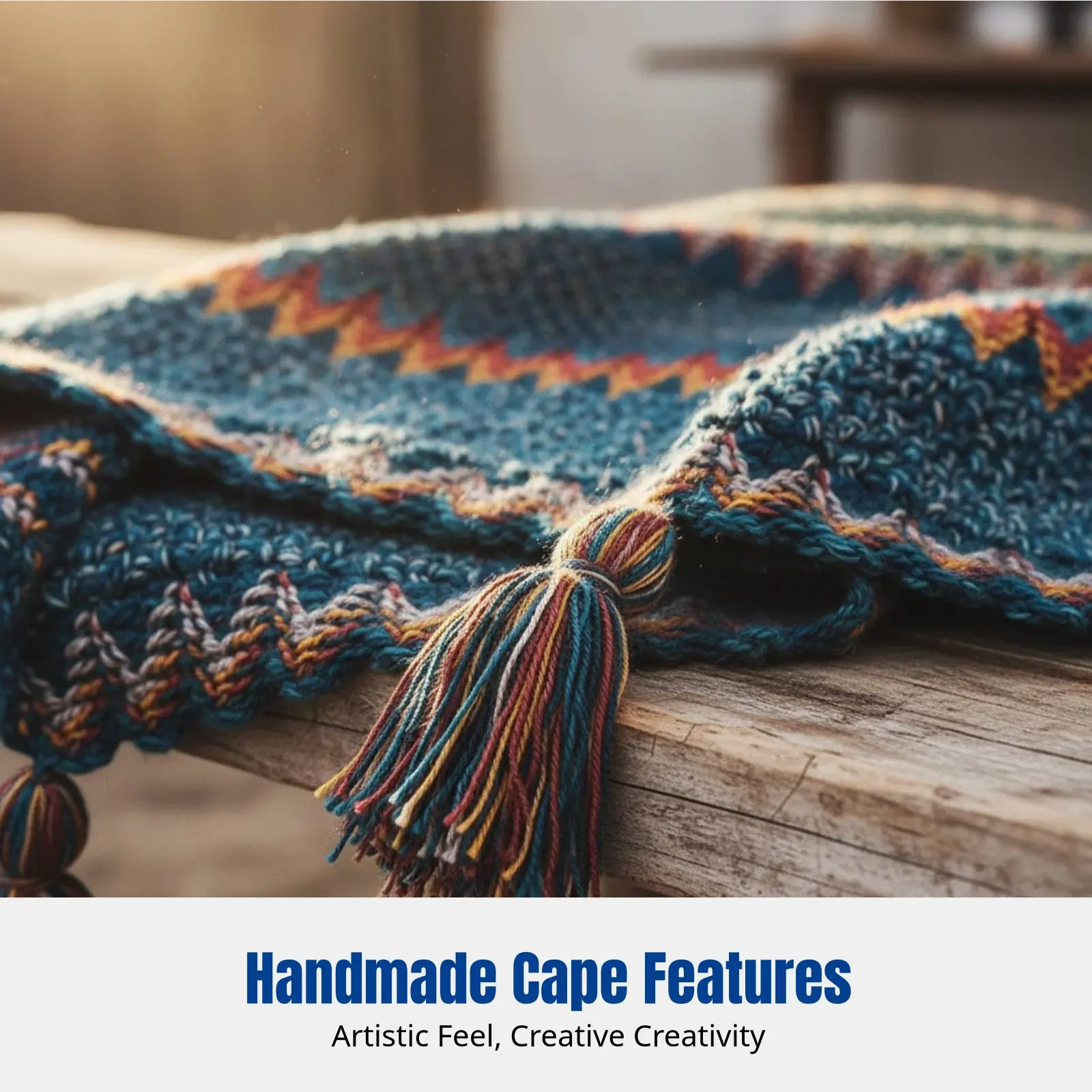 Ethnic Style Cape, Tibetan Travel Knitted Shawl, Boho Poncho, Outdoor Scarf for Women