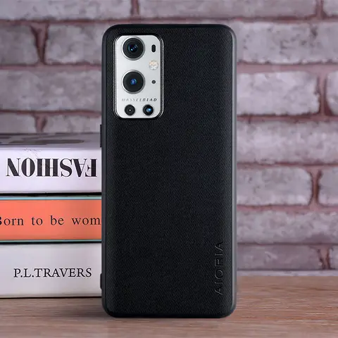 Coque en cuir souple pour Oneplus 9 Pro, housse de téléphone rigide en TPU, textile de luxe