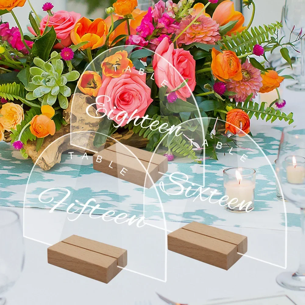 Stereo Transparent Semi Circular Table Number Plate Place Card Table Sign Holder Blank Acrylic Table Sign Reception Stand Holder