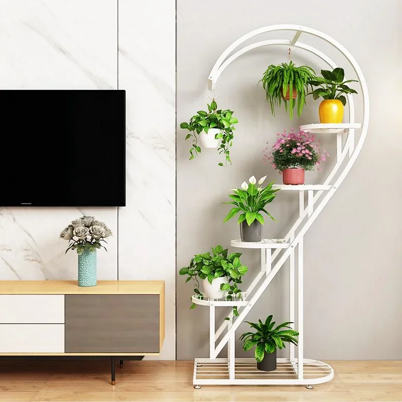 Multi-layer Tiers Metal Plant Stands Holders Wrought Iron Plant Shelf Heart-shaped Flower Stand Metal Display Stands