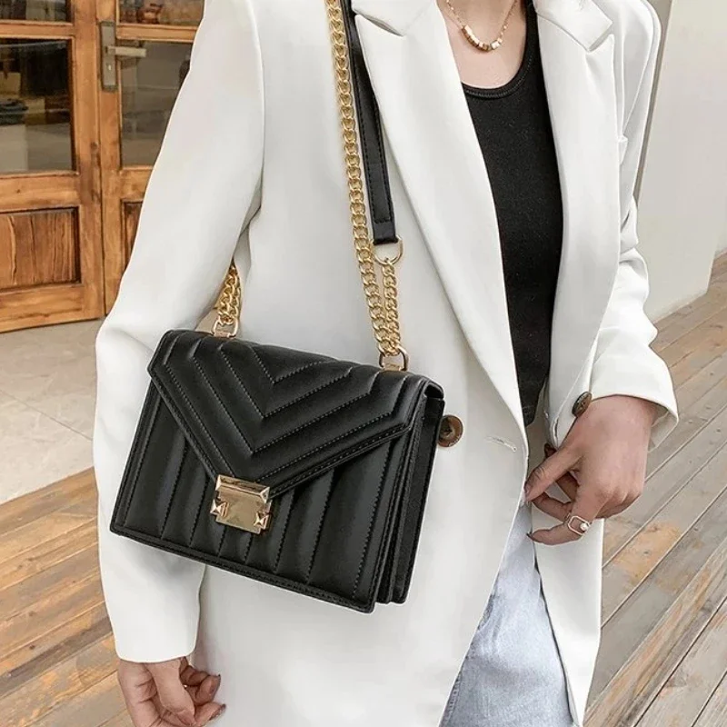 Bolso cruzado con tira de hilo para mujer, bandolera de hombro con cadena, A la moda, 2022