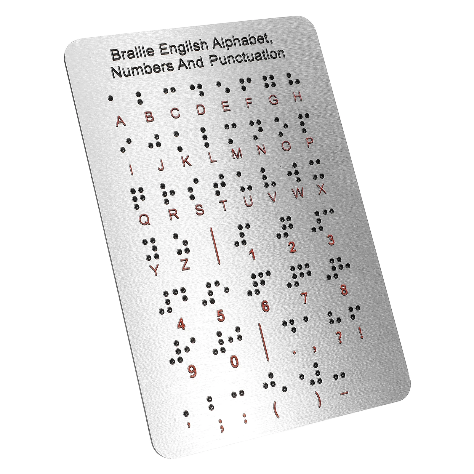 Braille Alphabet Board for Blind Children Education Tools Raised Dots Numbers Punctuation Stainless Steel Braille Learning