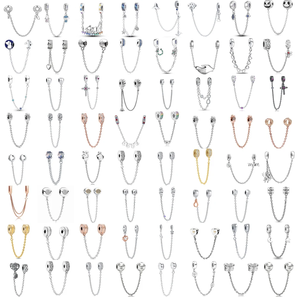 Cadena de seguridad de Plata de Ley 925 de 64 estilos, abalorios colgantes de trébol Amour para mamá, aptos para Pulsera Original, accesorio de joyería DIY para mujer