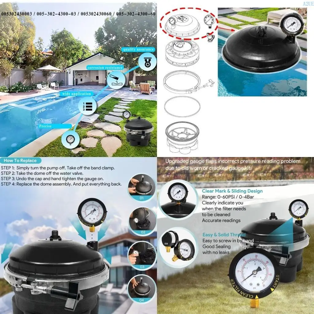 

A2UE Easy Installation Plastic Water Valves Dome Assembly Integrated Pressure Gauge