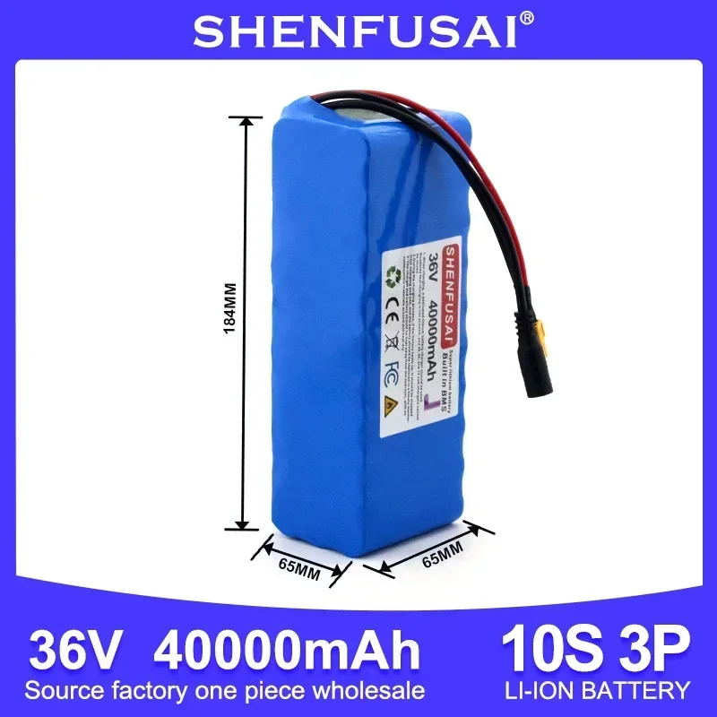 10S3P 36V18650 lithium-ion battery 500W high-power and high-capacity 42V motorcycle scooter with multiple plug options 40000mAh