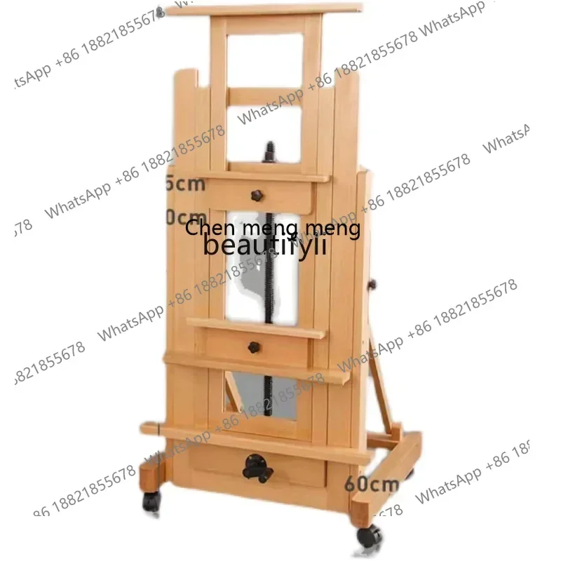 Professional Oil Painting Stand Large Hand-Cranked Beech Wood Adjustable Front Leaning Floor Solid Wood Adult Easel Easel