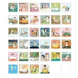 I Am Happy Angel Postcard Book Set - Cute Wish Greeting Card -Birthday Gift Stationery Lettercard Book - Message - 36Pcs