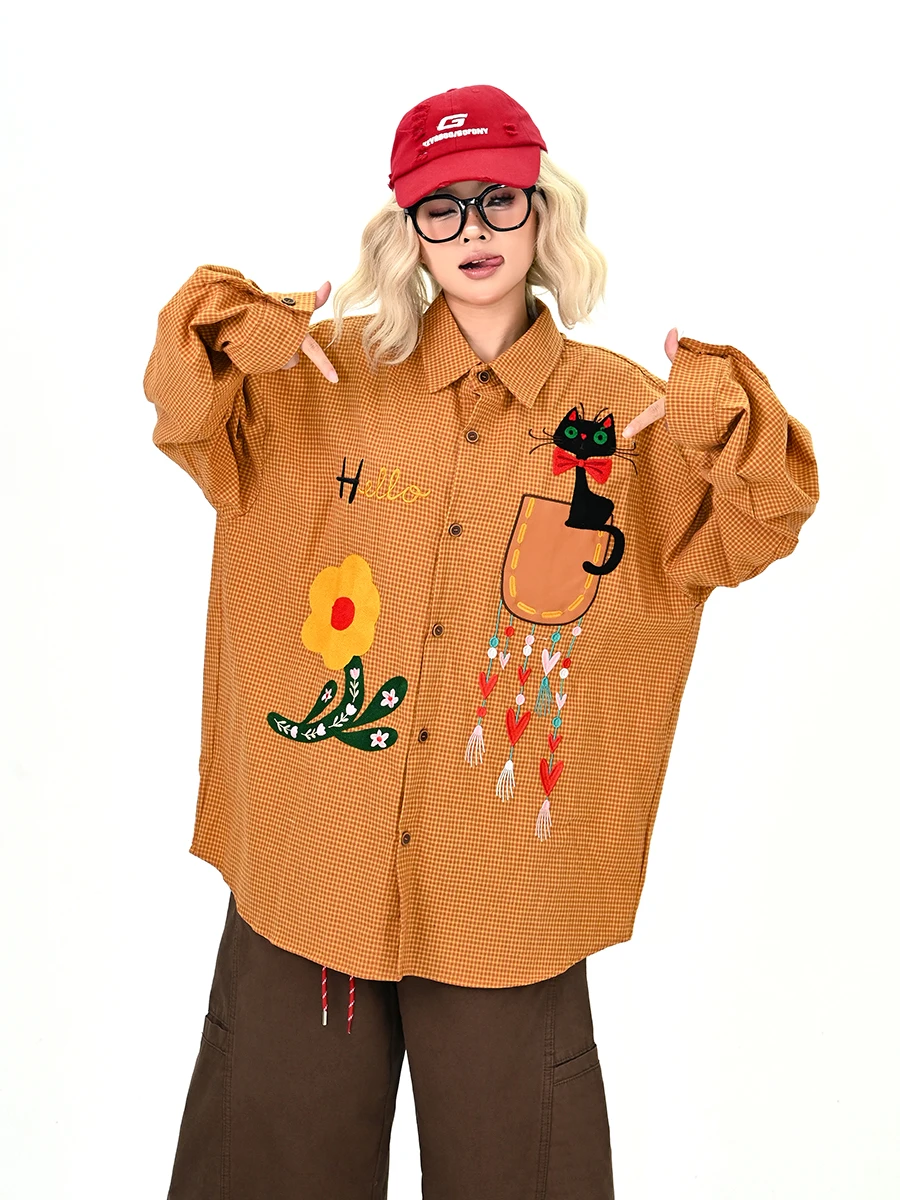 

Новинка: Женская свободная рубашка в клетку с длинным рукавом, удобная, дышащая, в уличном стиле, осенняя, повседневная, для отдыха