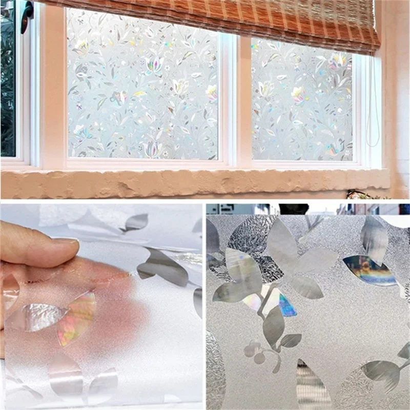 Tulip Frosted Privacy Window Film, Self Adhesive for UV Blocking,Heat Control Glass Stickers