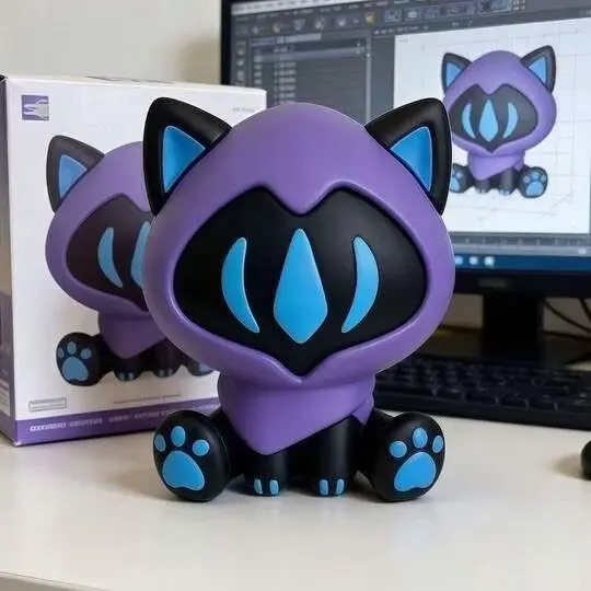 Japanese imported quality Valorant Q-style Omen cat sitting figure, trendy toy ornament