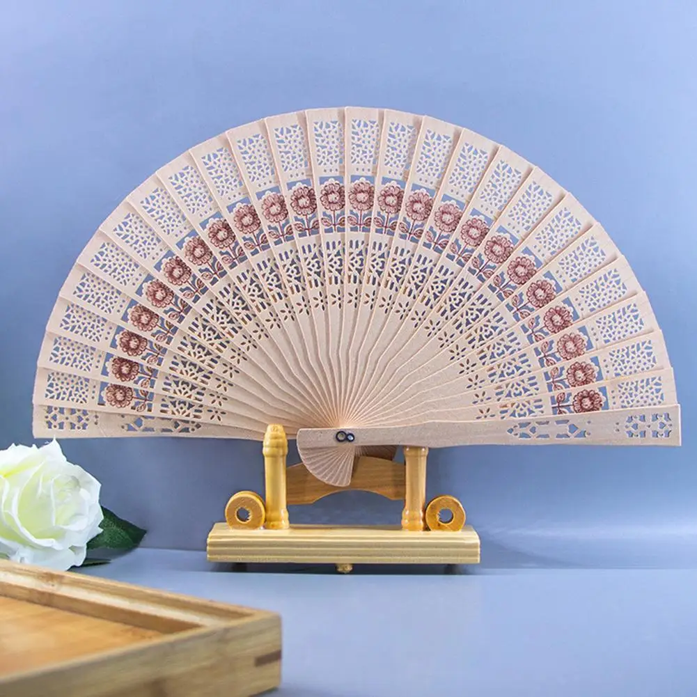 8 Inch Folding Hand Held Fan Full-flush Fragrant Wood Fan Imitation Sandalwood Fan Chinese Classic Bamboo Fans For Wedding E7G7