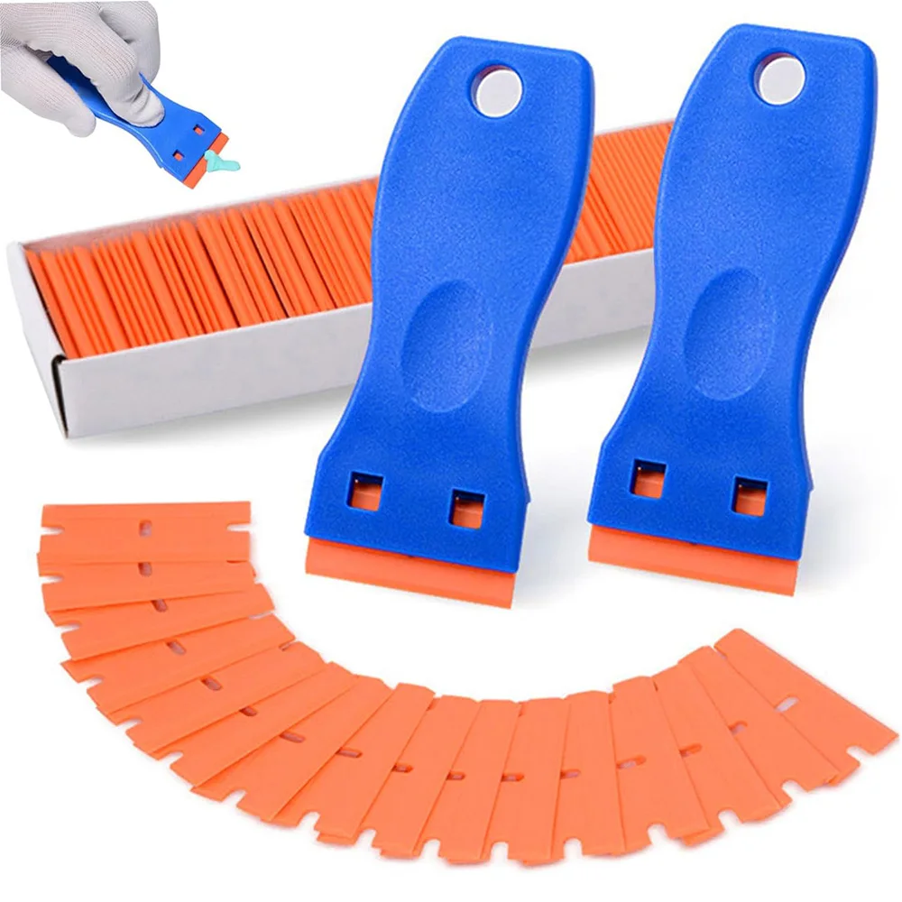 

Multipurpose Non-Scratch Paint Scraper Tool Kits Plastic Scraper with Plastic Blades Adhesive Residue Window Lable Remover