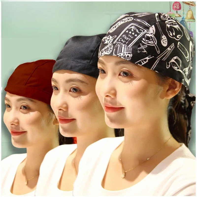 패스트푸드 주방 작업복을 위한 남녀공용 요리사 모자 뉴스보이 피크드 해적 반다나 캡