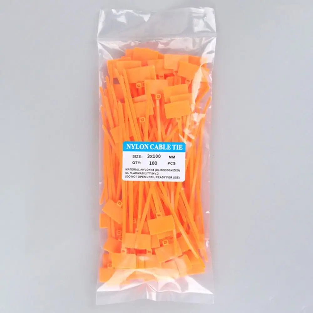 100pcs Plastic Label Self-locking Zip Ties Tag Labels Markers Cable Ties Nylon Ties Cable Tag Colorful Tag