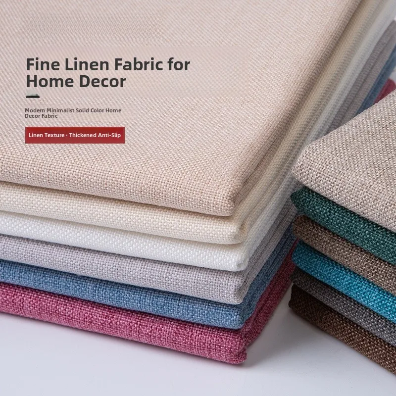 

Утолщенная льняная ткань для скатертей, однотонная, грубая, для обивки диванов, материал для подушек, для рукоделия, для домашнего декора