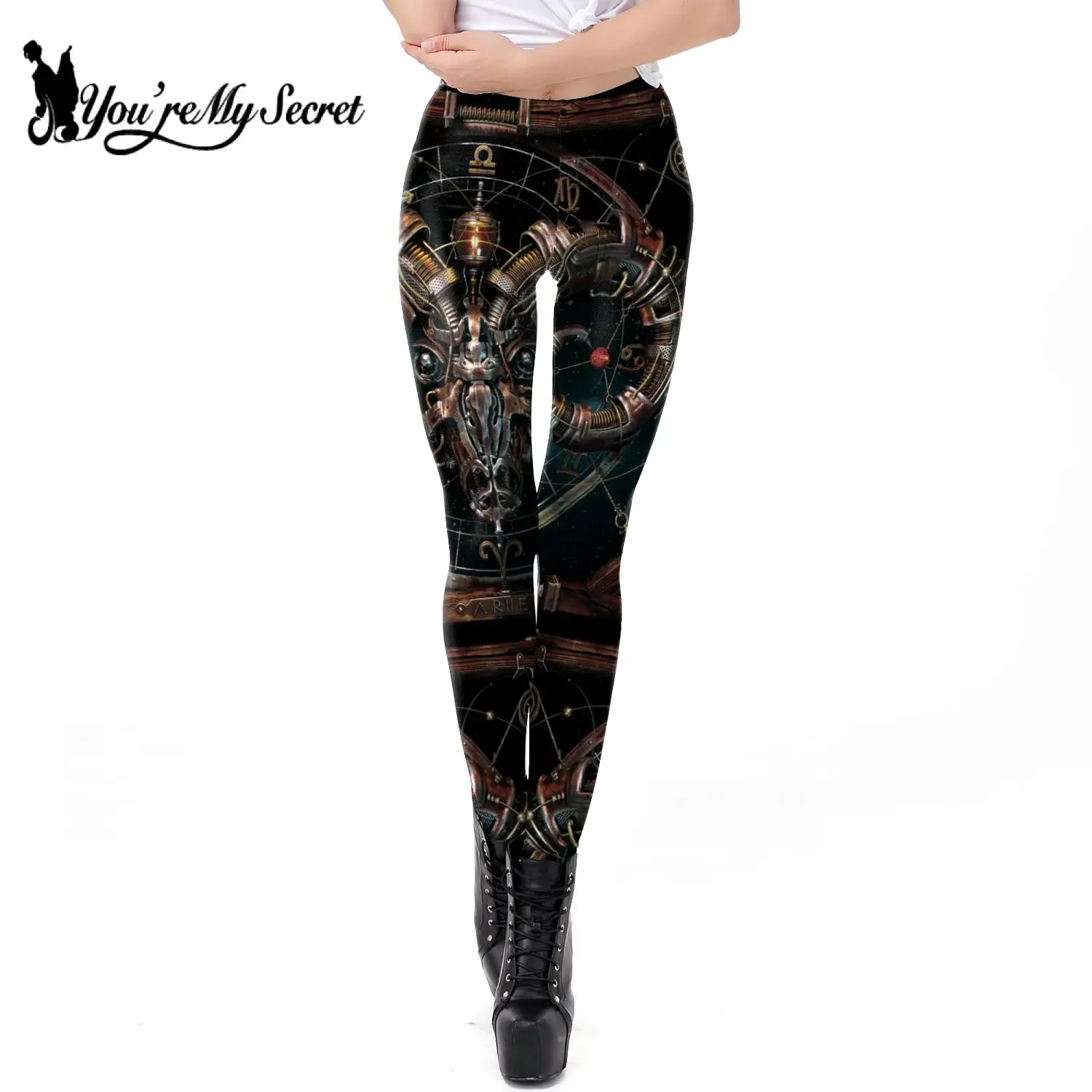 [You\'re My Secret] Steampunk Women Leggings Sexy Skinny Pants Elastic Female Clothing 3D Print Workout Leggings Fitness Bottoms