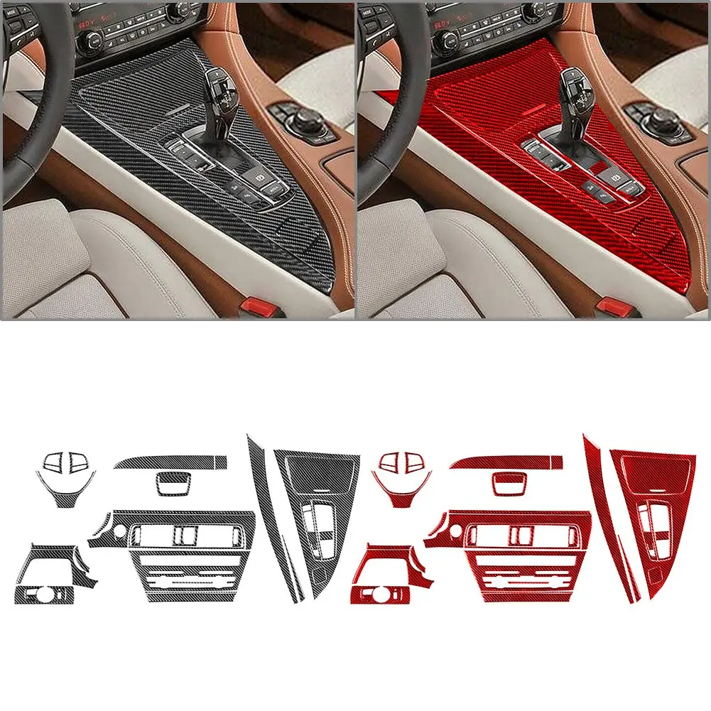 

36Pcs Carbon Fiber Car Interior Center Console Dashboard Kits Cover Trim Decoration For BMW 6 Series F12 F13 2011-2018