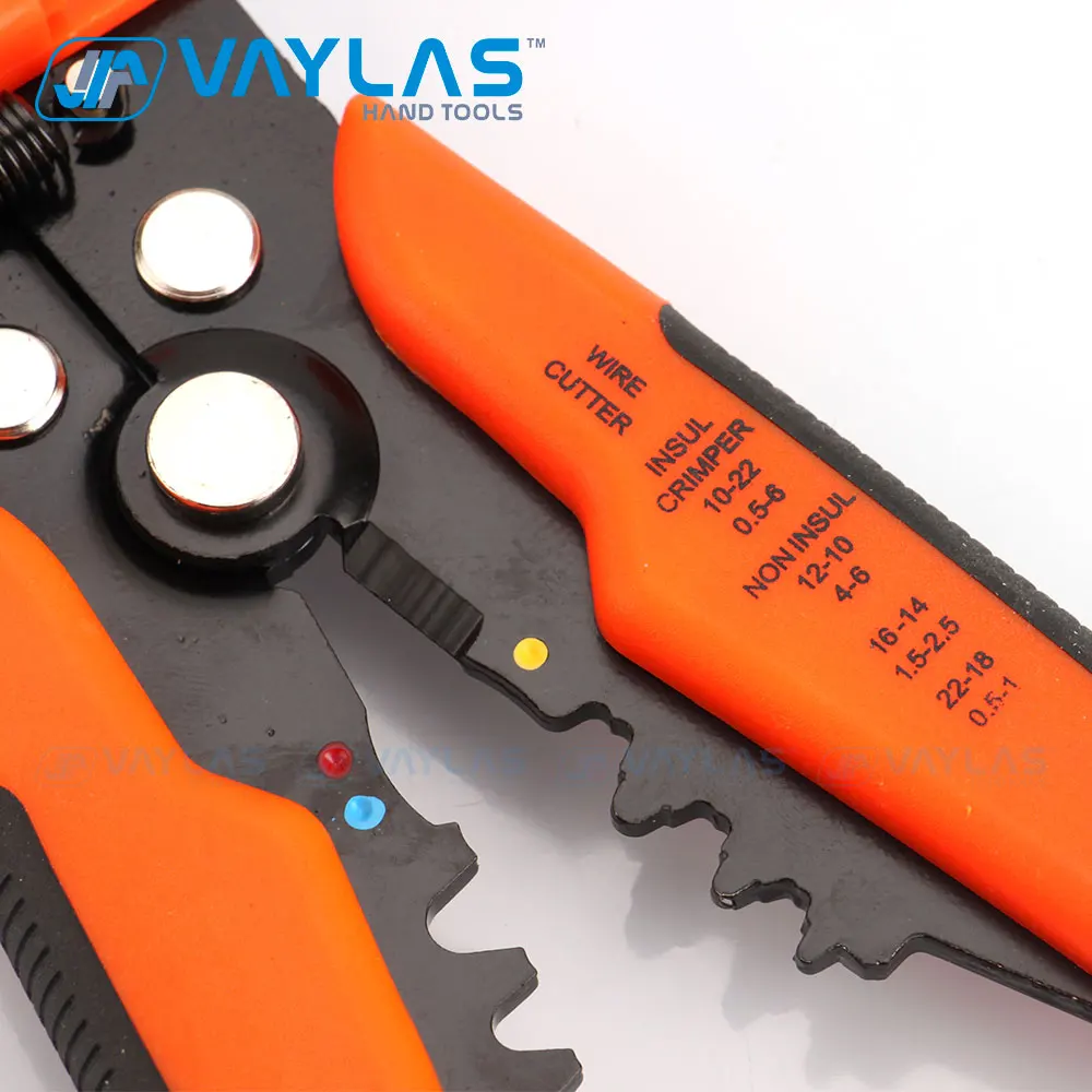 VAYLAS 5 in 1 Auto Wire Stripper Crimper Cable Cutter Self-Adjusting with Cushion Handle Grip Multifunctional Stripping Tools