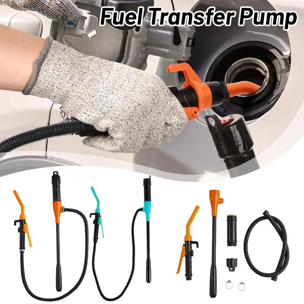 1Set Fuel Transfer Pump Portable Liquid Transfer Pump with Flow Control Nozzle Portable Fuel Gas Transfer Suction Pump